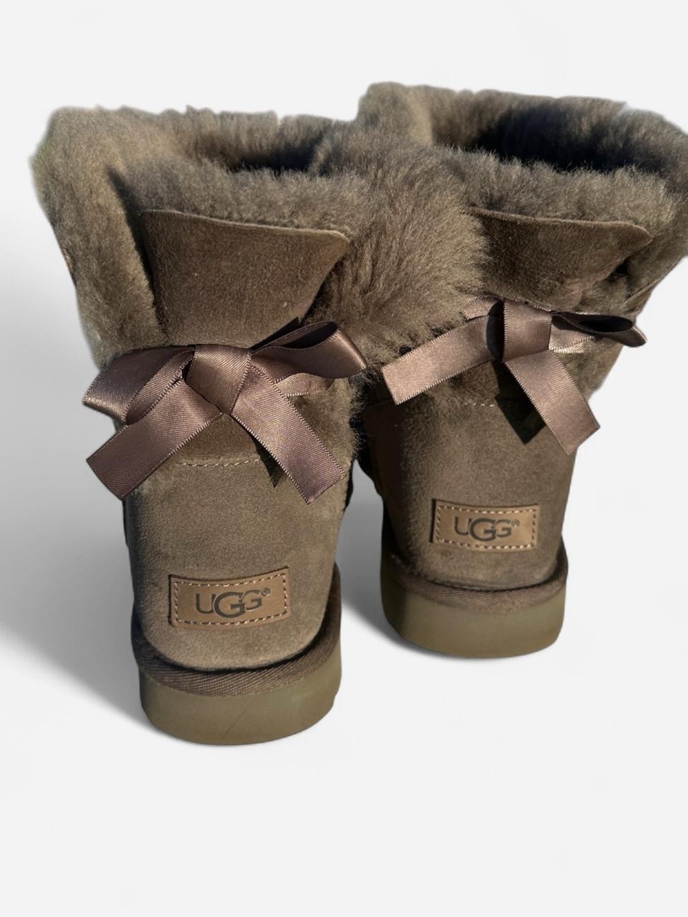UGG Mini Bailey Bow II Gray Suede Boots Size 10